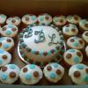 Initial Cake w/ Polka Dot Cupcakes
